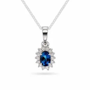 ANHENG HVITTGULL MED SAFIR OG DIAMANTER