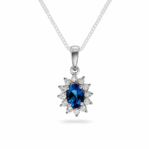 ANHENG HVITTGULL MED SAFIR OG DIAMANTER