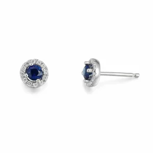 DIAMANT ØREDOBBER SAFIR OG DIAMANT