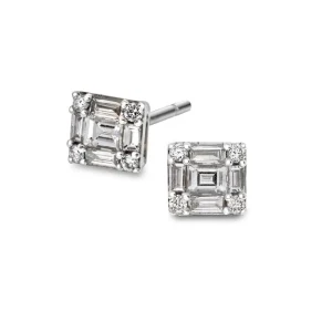 DIAMANTØREDOBBER HVITTGULL 0,35CT BAGUETTE