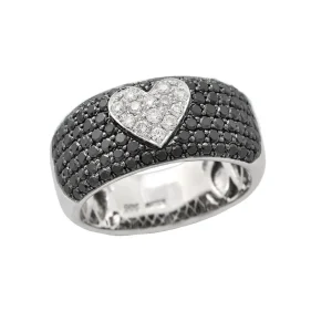 DIAMANTRING WHITE HEART & BLACK