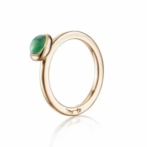 EFVA ATTLING RING LOVE BEAD GRØNN AGAT GULL