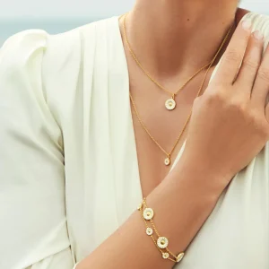 GEORG JENSEN ARMBÅND DAISY FORGYLT SØLV OG EMALJE