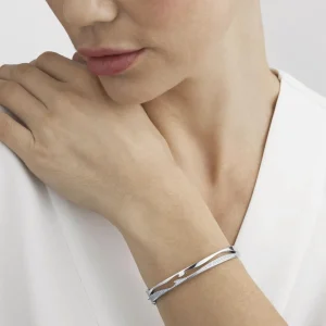 GEORG JENSEN ARMRING FUSION HVITTGULL MED DIAMANTER