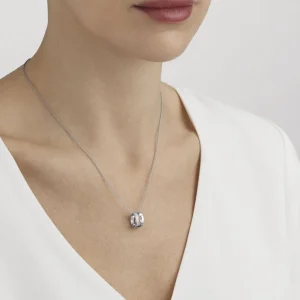 GEORG JENSEN HALSSMYKKE FUSION HVITTGULL MED DIAMANTER