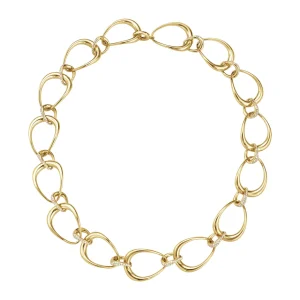 GEORG JENSEN KJEDE OFFSPRING GULL MED DIAMANTER