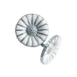GEORG JENSEN ØREDOBBER DAISY MED HVIT EMALJE OG SØLV