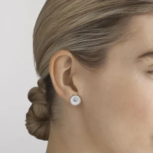 GEORG JENSEN ØREDOBBER DAISY MED HVIT EMALJE OG SØLV