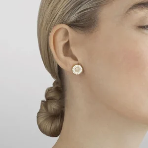 GEORG JENSEN ØREDOBBER DAISY FORGYLT SØLV OG DIAMANTER