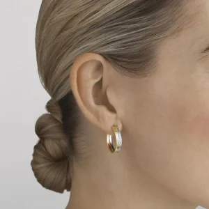 GEORG JENSEN ØREDOBBER FUSION GULL MED DIAMANTER STORE