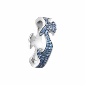 GEORG JENSEN RING FUSION SENTERRING HVITTGULL MED SAFIRER