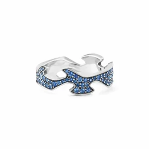 GEORG JENSEN RING FUSION SENTERRING HVITTGULL MED SAFIRER