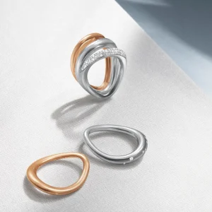 GEORG JENSEN RING OFFSPRING GULTGULL MED DIAMANTER