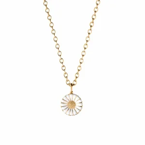 GEORG JENSEN SMYKKE DAISY FORGYLT SØLV OG HVIT EMALJE 18MM