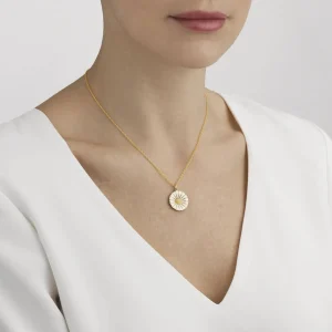 GEORG JENSEN SMYKKE DAISY FORGYLT SØLV OG HVIT EMALJE 18MM