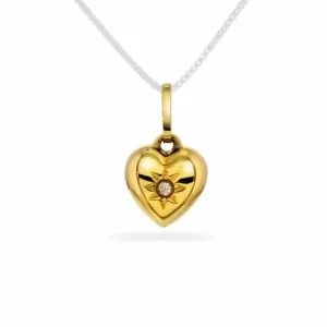 GULLSMYKKE TIL BARN HJERTE MED DIAMANT
