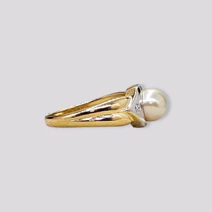 HELLMAN VINTAGE RING 2 FARGET MED PERLE OG DIA