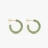 IZABEL DISPLAY HOOPS COLORFUL GOLDPLATED GREEN