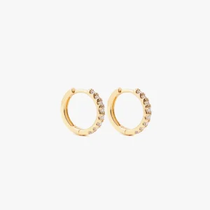 IZABEL DISPLAY HOOPS MINI GOLDPLATED WHITE