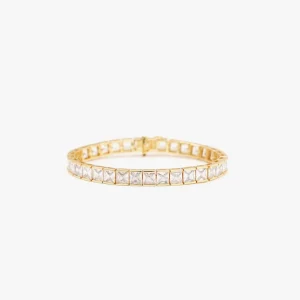 IZABEL DISPLAY TENNIS ARMBÅND THICK SQUARE GOLDPLATED WHITE