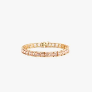 IZABEL DISPLAY TENNIS ARMBÅND THICK SQUARE GOLDPLATED BEIGE