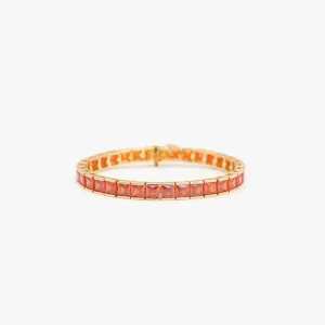 IZABEL DISPLAY TENNIS ARMBÅND THICK SQUARE GOLDPLATED ORANGE