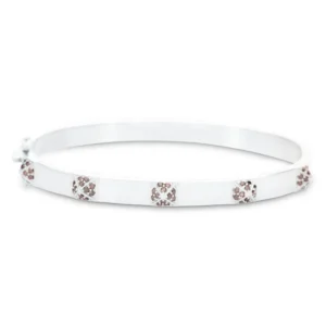 KOLOURS ARMRING STUD HVITTGULL MED BRUNE DIAMANTER