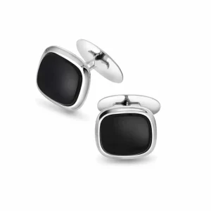 MANSJETTKNAPPER HVITTGULL MED ONYX PLATE