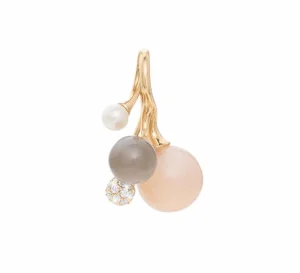 OLE LYNGGAARD ANHENG BLOOMING PAVÉ, GRÅ OG BLUSH MÅNESTEN, OG PERLE