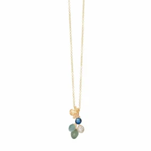 OLE LYNGGAARD ANHENG LOTUS MIDNIGHT MED SERPENTIN, AQUAMARINE, LONDON BLÅ TOPAS OG PAVÉ