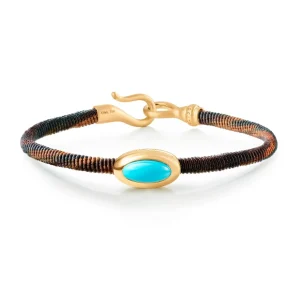OLE LYNGGAARD ARMBÅND LIFE MED TURQUOISE 4,5MM GULTGULL