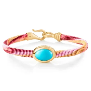 OLE LYNGGAARD ARMBÅND LIFE MED TURQUOISE 6MM GULTGULL