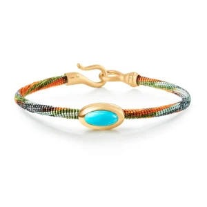 OLE LYNGGAARD ARMBÅND LIFE MED TURQUOISE 4,5MM GULTGULL