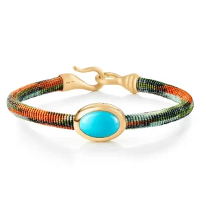 OLE LYNGGAARD ARMBÅND LIFE MED TURQUOISE 6MM GULTGULL