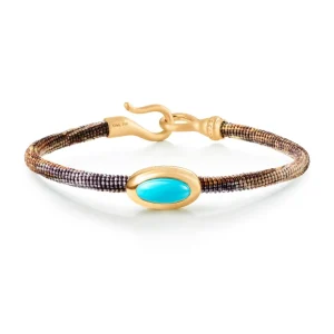 OLE LYNGGAARD ARMBÅND LIFE MED TURQUOISE 4,5MM GULTGULL