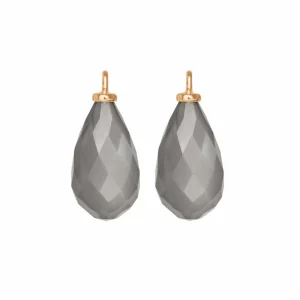 OLE LYNGGAARD FACETED DROPS VEDHENG TIL ØREPYNT GRÅ MÅNESTEN