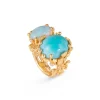 OLE LYNGGAARD RING BOHO DOBBEL TURQUOISE OG OPAL
