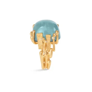 OLE LYNGGAARD RING BOHO STOR GRØNN AQUAMARINE