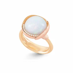 OLE LYNGGAARD RING LOTUS STR 3 OPAL