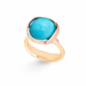 OLE LYNGGAARD RING LOTUS STR 3 TURQUOISE