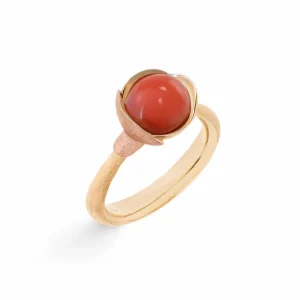 OLE LYNGGAARD RING LOTUS STR 1 RØD KORALL