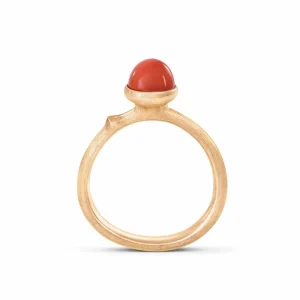 OLE LYNGGAARD RING LOTUS MINI RØD KORALL