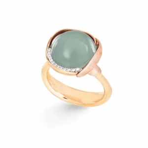 OLE LYNGGAARD RING LOTUS STR 3 AQUAMARINE