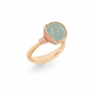OLE LYNGGAARD RING LOTUS STR 2 AQUAMARINE