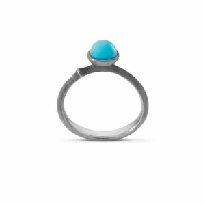 OLE LYNGGAARD RING LOTUS MINI TURQUOISE SØLV