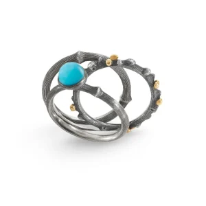 OLE LYNGGAARD RING LOTUS MINI TURQUOISE SØLV