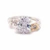 RIKKE HARSHEIM RING MED BLADER OVAL STEN OG GULLBLOMST SMAL RINGSKINNE 2MM