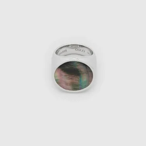 TOM WOOD RING FLUSH BLACK MOTHER OF PEARL