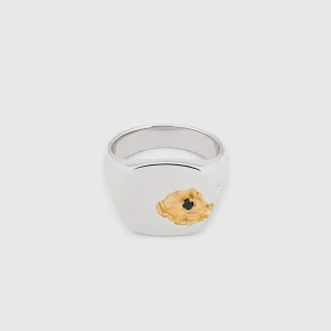 TOM WOOD RING MINED LARGE BLACK DIAMOND