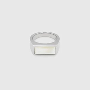 TOM WOOD RING PEAKY WHITE MOTHER OF PEARL